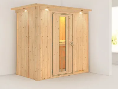 Systemsauna Variado mit Dachkranz, Holztür mit Isolierglas Produktbild #1