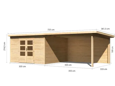 Gartenhaus Wacken 8 28 mm naturbelassen inkl. 4 m Anbau + Rückwand Produktbild #9