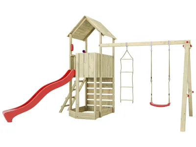 Spielturm Big Monkey KDI inkl. Rutsche rot Produktbild #6