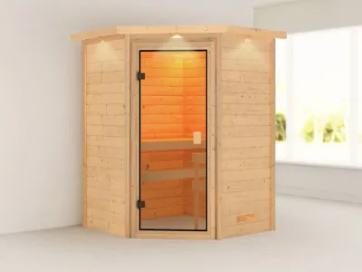 Sauna Antonia mit bronzierter Glastür und Dachkranz Produktbild #1