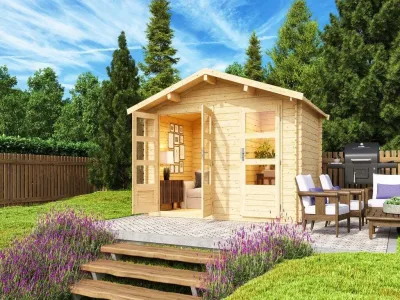 Gartenhaus Blockbohlenhaus Radur 0 28 mm naturbelassen Produktbild #1
