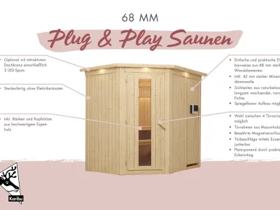 Sauna Systemsauna Saja mit Dachkranz Produktbild #5