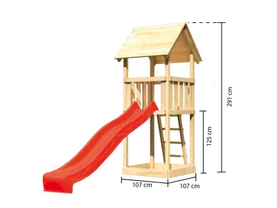 Spielturm Lotti naturbelassen inkl. Rutsche rot Produktbild #2