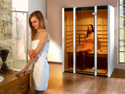 Infrarotkabine OSBY 1 Ganzglastür in Anthrazit-Optik Produktbild #1