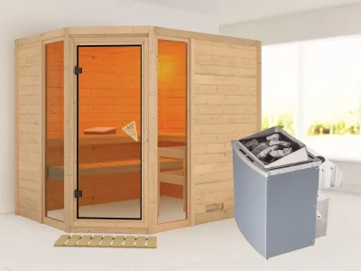 Sauna Massivholzsauna Sinai 3 inkl. 9 kW Saunaofen integr. Steuerung Produktbild #1