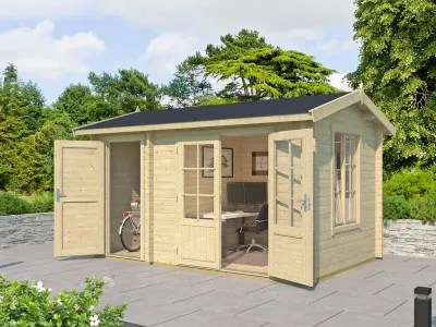 Gartenhaus Blockbohlenhaus Wrexham 1 44 mm naturbelassen Produktbild #1
