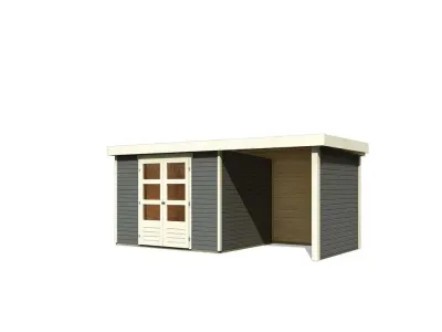 Gartenhaus SET Askola 5 19 mm terragrau, inkl. 2,4 m Anbaudach + Seiten- und Rückwand Produktbild #4