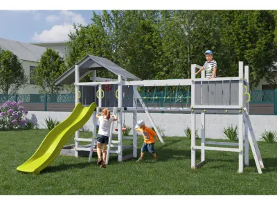 Spielturm Smart 1 Bridge grau/weiß inkl. Rutsche gelb Produktbild #2