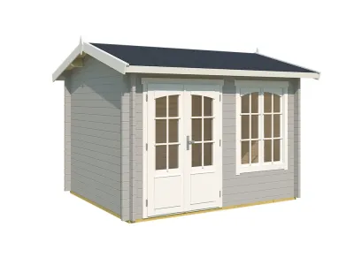 Gartenhaus Blockbohlenhaus Alex 44 mm lichtgrau Produktbild #2