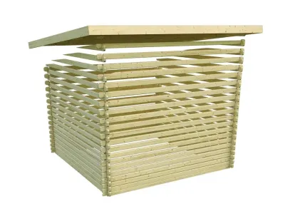 Gartenhaus Blockbohlenhaus SET Trittau 3 38 mm naturbelassen, inkl. 3 m Anbaudach + Rückwand Produktbild #2