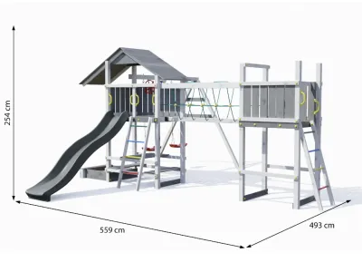 Spielturm Smart 1 Bridge grau/weiß inkl. Rutsche grau Produktbild #7