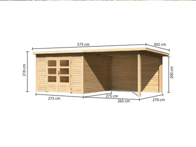 Gartenhaus Wacken 6 28 mm naturbelassen, inkl. 3 m Anbau + Rückwand Produktbild #3