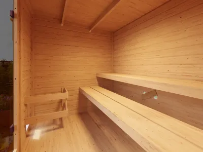 Gartensauna Lenchen 3 terragrau mit bronzierter Ganzglastür Produktbild #2