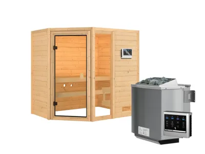 Sauna Jada mit bronzierter Glastür + 9 kW Bio-Kombiofen ext. Strg. Produktbild #4