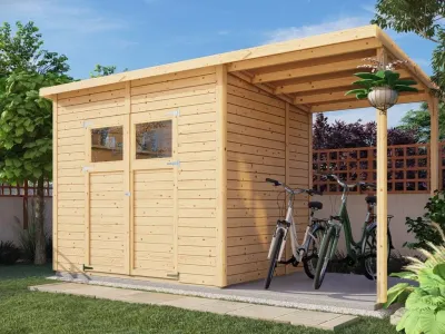 Gartenhaus Marksburg 3 mit Anbau natur Produktbild #1