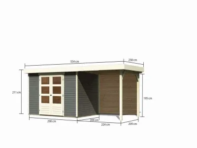 Gartenhaus SET Askola 4 19 mm terragrau, inkl. 2,4 m Anbaudach + Rückwand Produktbild #5