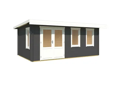 Gartenhaus Blockbohlenhaus Baruda 53 40 mm carbongrau Produktbild #2