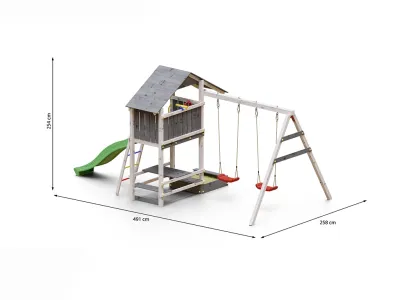 Spielturm Smart 1 grau-weiß inkl. Rutsche grün Produktbild #7