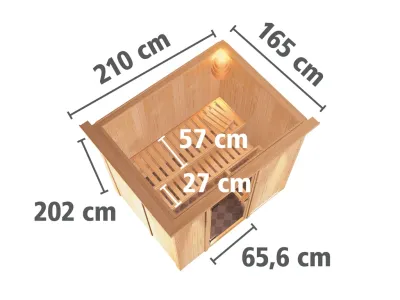 Sauna Systemsauna Bodin mit Dachkranz, Klarglas Ganzglastür Produktbild #6