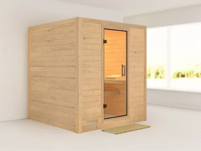 Sauna Massivholzsauna Mojave Klarglas Ganzglastür Produktbild #1