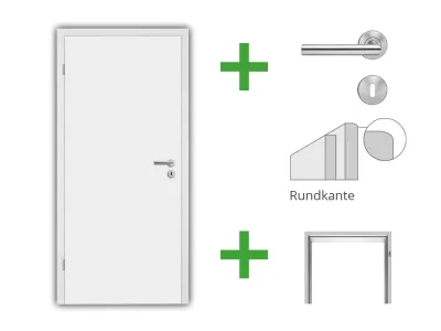 Türenset CPL Weiß RAL9010 mit Röhrenspankern - Türblatt, Zarge, Drückergarnitur Produktbild #3
