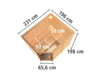 Systemsauna Malin graphit Ganzglastür, inkl. 9 kW Saunaofen ext. Steuerung Produktbild #4