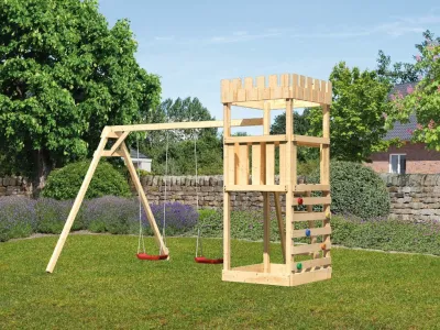 Spielturm Ritterburg Löwenherz SET naturbelassen Produktbild #1