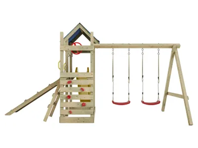 Spielturm Hefty KDI inkl. Doppelschaukel inkl. Rutsche gelb + Sitze rot Produktbild #3