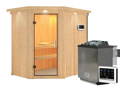 Sauna Systemsauna Carin mit Dachkranz, inkl. 9 kW Bio-Ofen mit externer Steuerung Produktbild #9