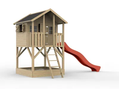 Stelzenhaus Big House mit Sandkasten KDI inkl. Rutsche rot Produktbild #3