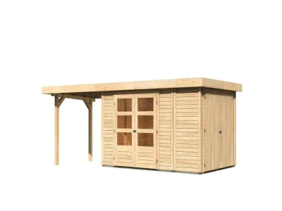 Gartenhaus SET Retola 3 19 mm naturbelassen, inkl. 2,4 m Anbaudach + Anbauschrank Produktbild #3