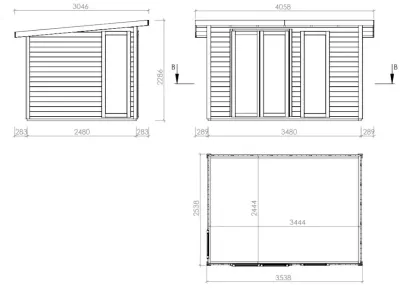 Gartenhaus Homeoffice Karvo 2 28 mm Anthrazit/Weiß Produktbild #7