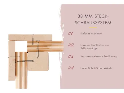Saunahaus Fasshaus 2 38 mm naturbelassen Produktbild #13