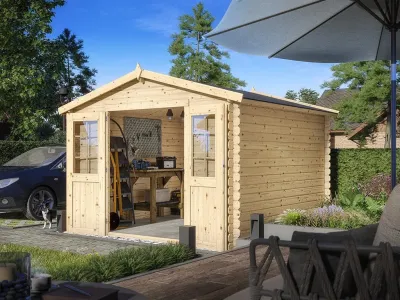 Gartenhaus Blockbohlenhaus CA2875 Houston 28 mm naturbelassen Produktbild #1