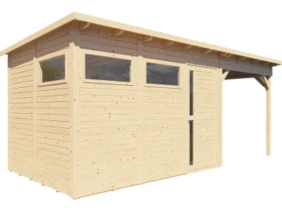 Gartenhaus Punta 3 mit Anbau 19 mm natur Produktbild #2