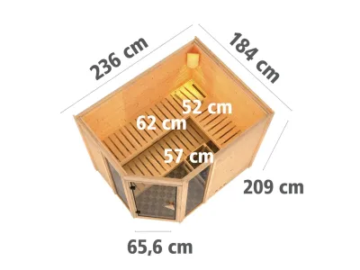 Sauna Massivholzsauna Sinai 3 inkl. 9 kW Bio-Kombiofen ext. Steuerung Produktbild #4