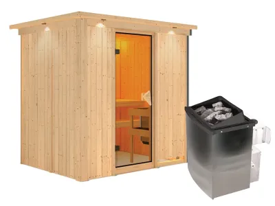 Sauna Systemsauna Bodin mit Dachkranz, inkl. 9 kW Ofen mit integrierter Steuerung Produktbild #5