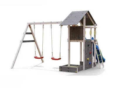 Spielturm Smart 2 grau-weiß inkl. Rutsche blau Produktbild #6