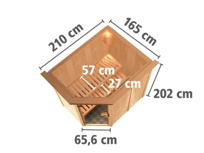 Systemsauna Carin mit Dachkranz, Holztür mit Isolierglas Produktbild #3