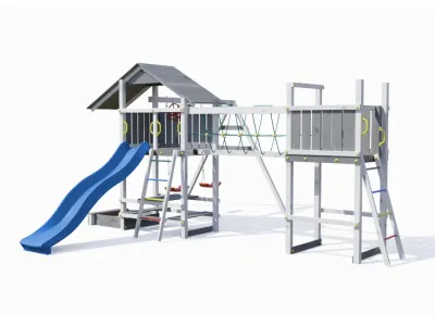 Spielturm Smart 1 Bridge grau/weiß inkl. Rutsche blau Produktbild #5