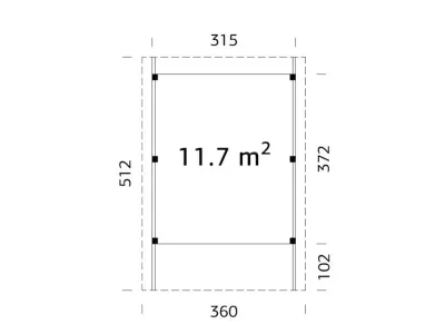 Carport Karl 11,7 m² transparent tauchimprägniert Produktbild #3