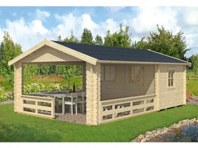 Gartenhaus Blockbohlenhaus Alicante 3 28 mm mit Terrasse Produktbild #3