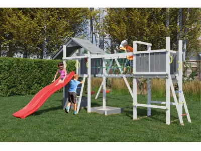 Spielturm Smart 4 Bridge grau/weiß inkl. Rutsche rot Produktbild #2