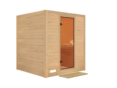 Massivholzsauna Mojave bronzierte Ganzglastür Produktbild #4