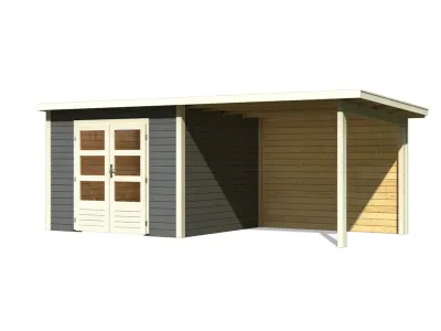 Gartenhaus Wacken 6 28 mm terragrau, inkl. 3 m Anbau + Rückwand Produktbild #5