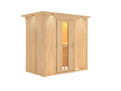 Systemsauna Variado mit Dachkranz, Holztür mit Isolierglas Produktbild #6