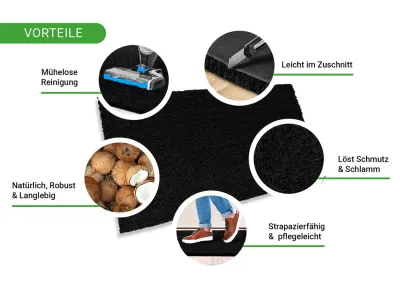Kokosmatte Schwarz Fußmatte Fußabtreter Schmutzfangmatte Türmatte Fußabstreifer Produktbild #3