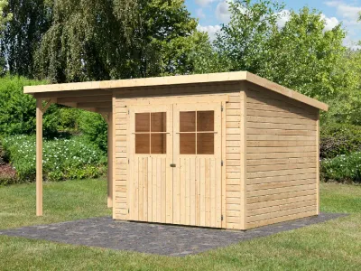 Gartenhaus Glücksberg 5 19 mm naturbelassen inkl. 190 cm Anbaudach Produktbild #2