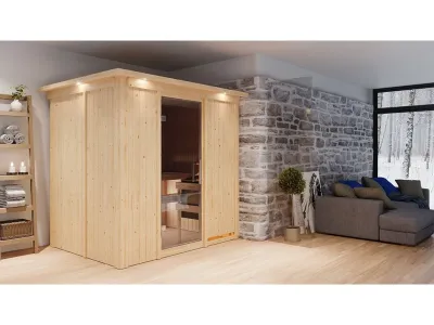 Sauna Systemsauna Bodin mit Dachkranz, inkl. 9 kW Ofen mit externer Steuerung Produktbild #10