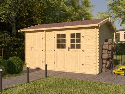 Gartenhaus Blockbohlenhaus Willem 28 mm naturbelassen Produktbild #1